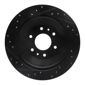 Buick Rainier Brake Rotor (1) - Rear Right - R1 Concepts - Drilled & Slotted - Black - `02-`09